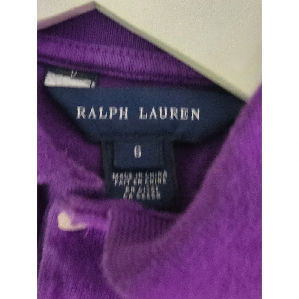 Ralph‎ Lauren Kids Polo Shirt Size 6 Purple Equestrian Patch Short Sleeve